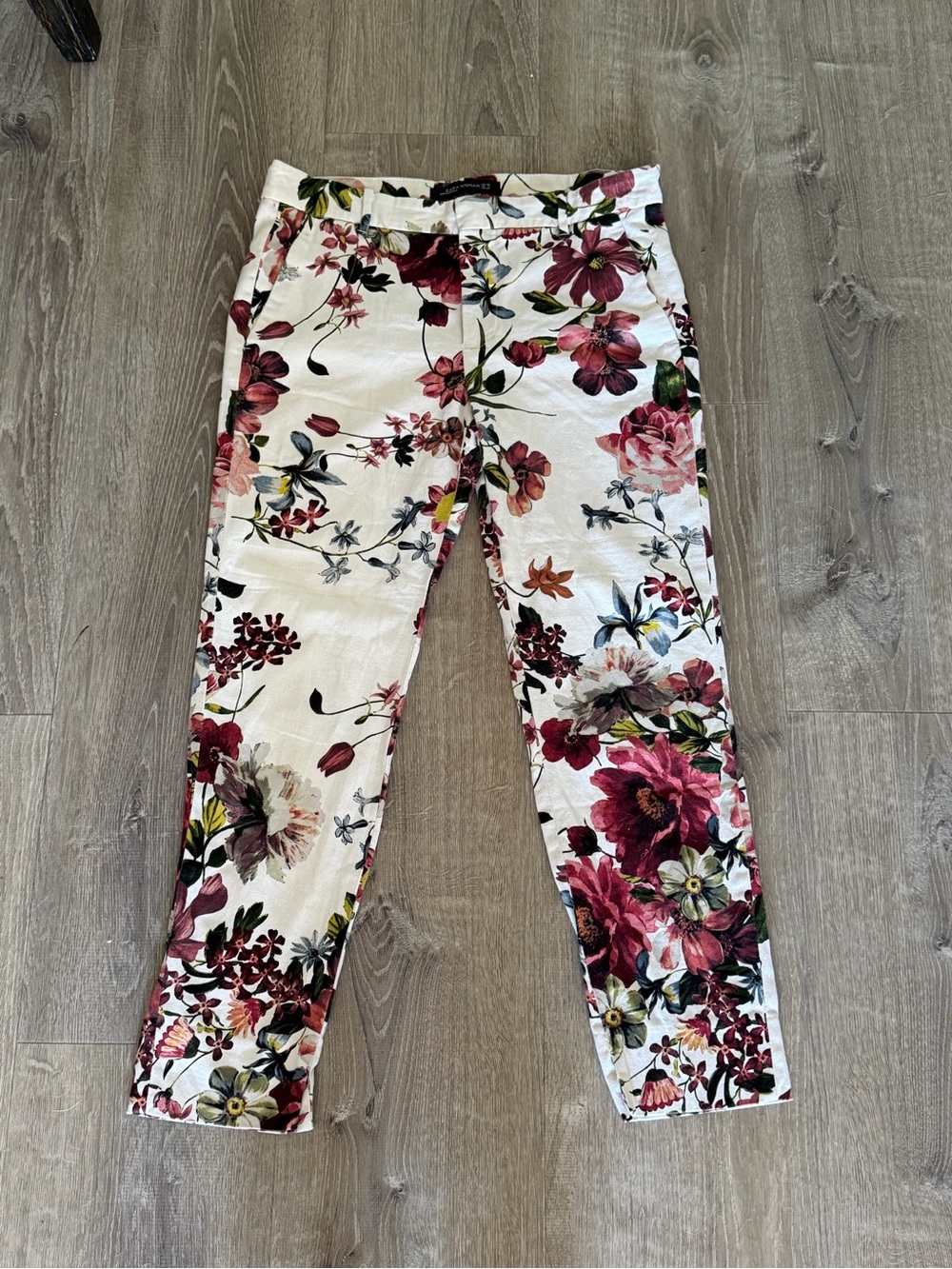 Zara Woman Floral Skinny Pants – Romantic Cottagecore Statement Print Size 6  🌺